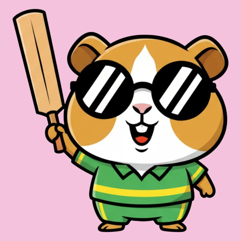Un hamster cool avec une batte de cricket