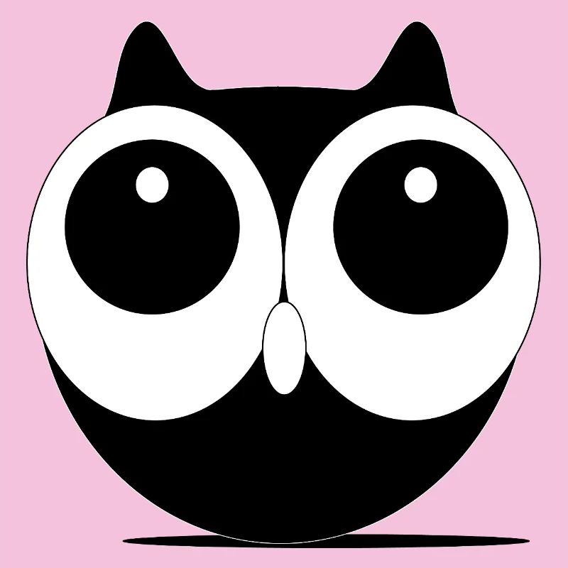 Großaugen  Eule Kawaii Schwarzweiß