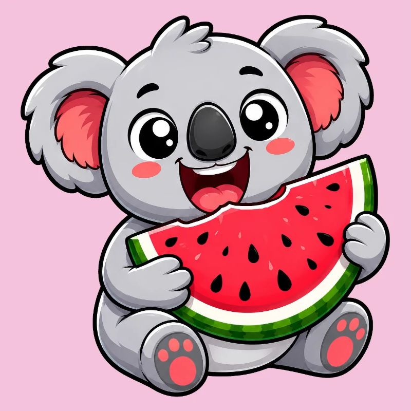 Koala mignon avec motif de dessin animé de pastèque
