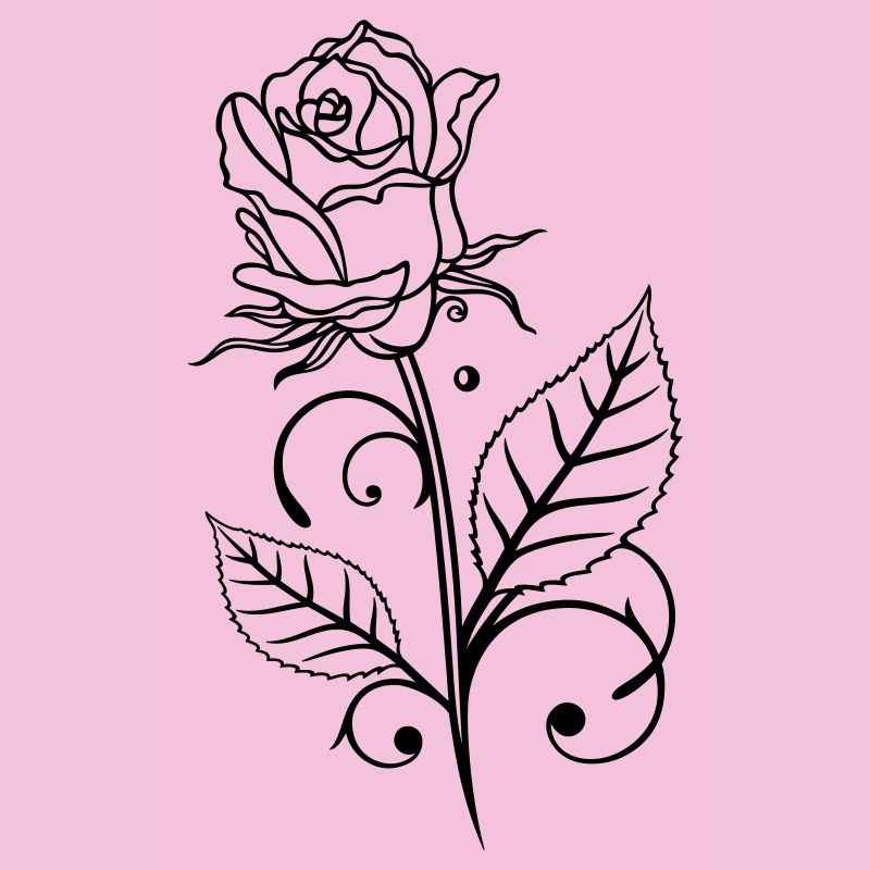 Rose avec feuilles