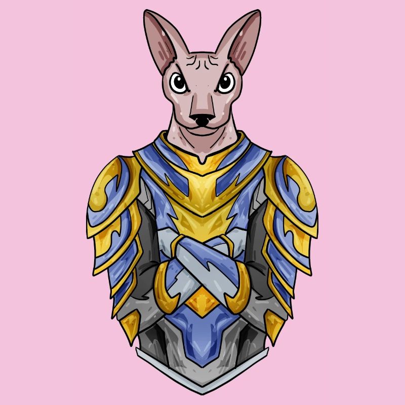 Knight Cat Cat Breed Sphynx with Armor