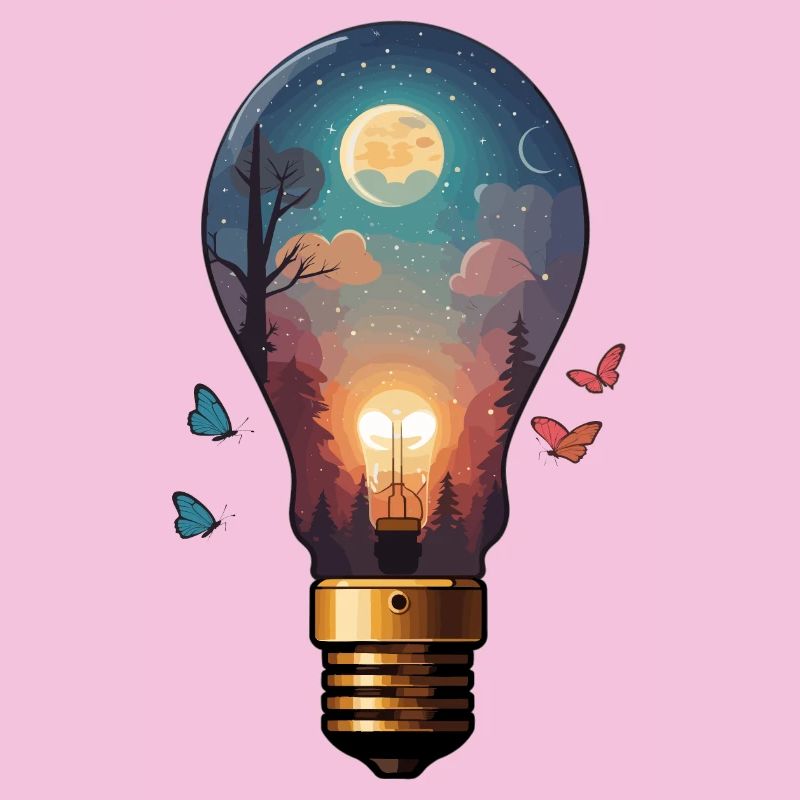 Light bulb with moonlight