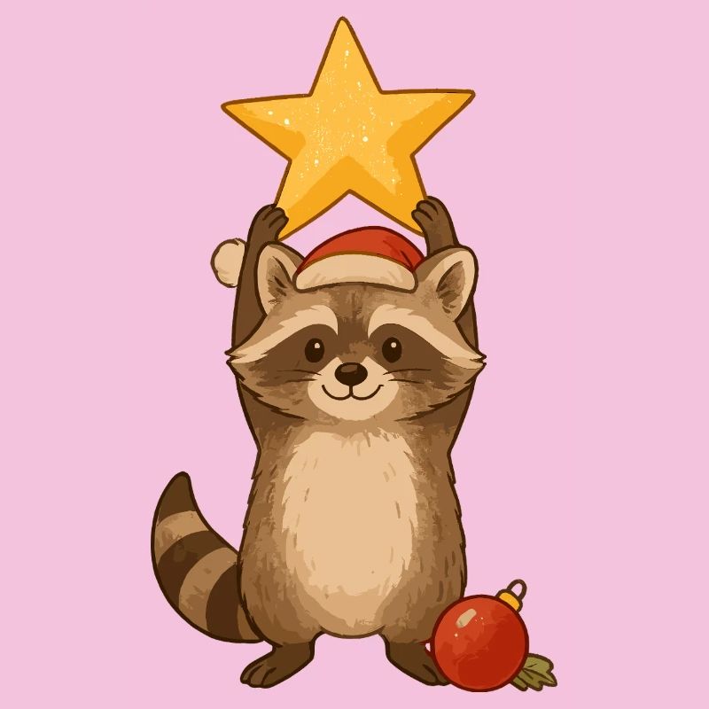 Weihnachts Waschbär mit Stern