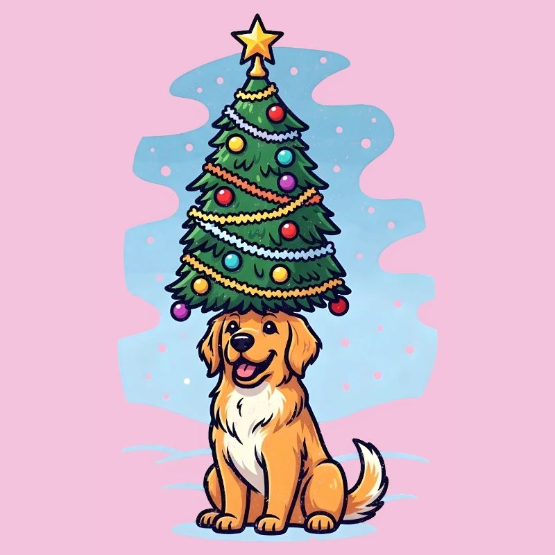 Hund mit Weihnachtsbaum Design