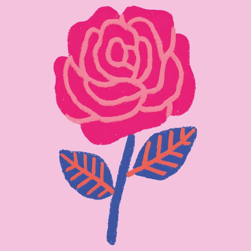 Ruby rose with blue leaves