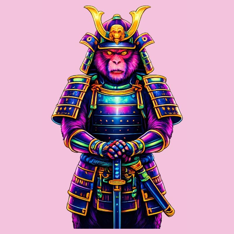 Neon-Samurai-Affe Japanisches Krieger-Tier