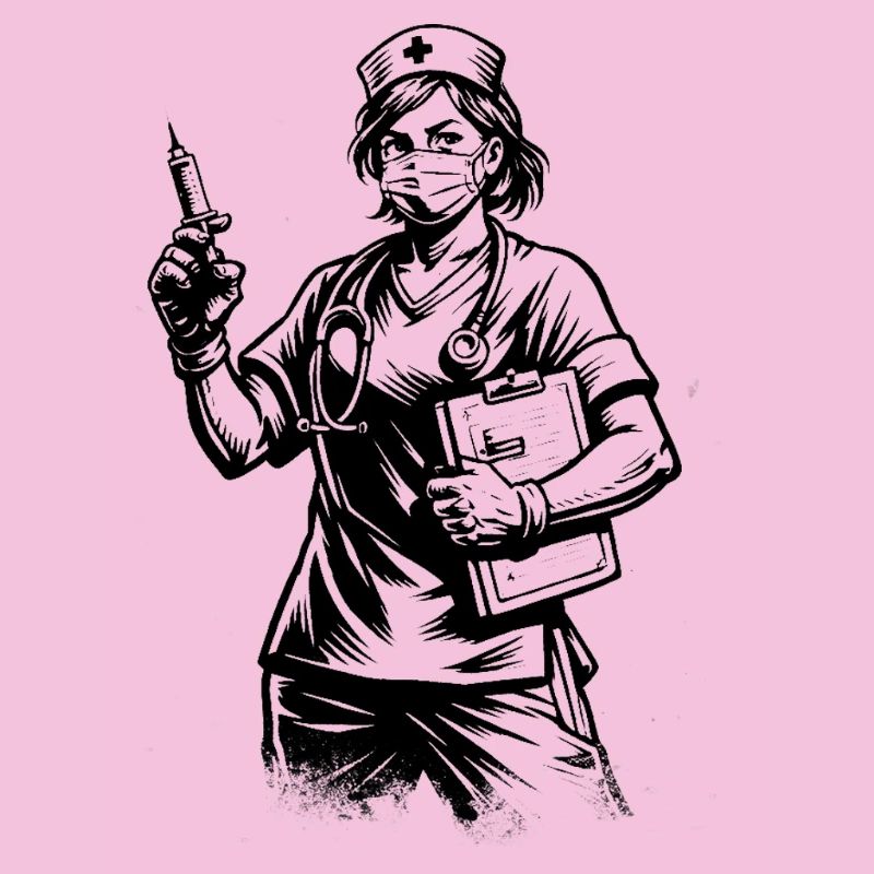 Infirmière Amicale Style Bande dessinée Noir