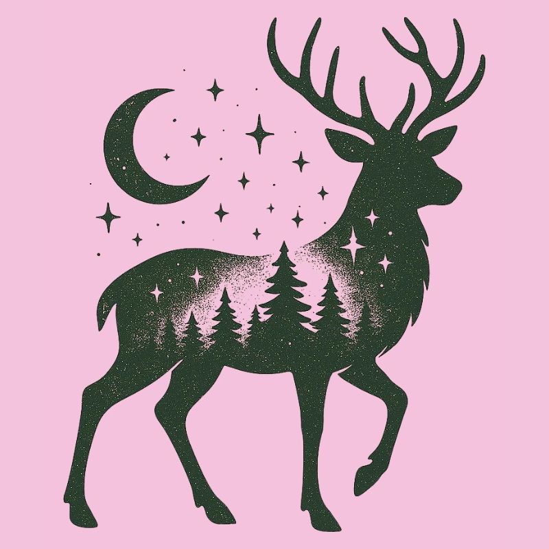 Silhouette de cerf de la forêt étoilée