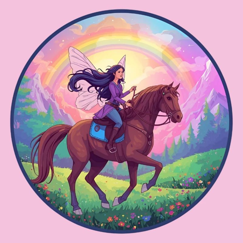 Fée imaginative sur cheval