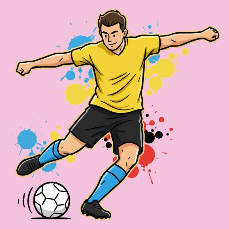 fussballspieler-comic-farbspritzer-gelb