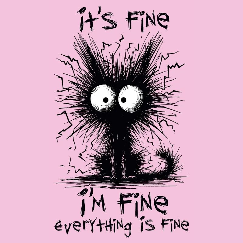 Black Cat It's Fine I'm Fine Everything Is Fine