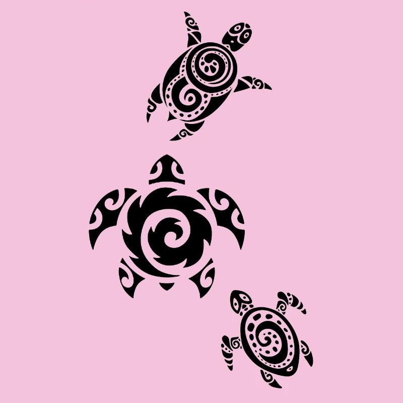Three black sea turtles