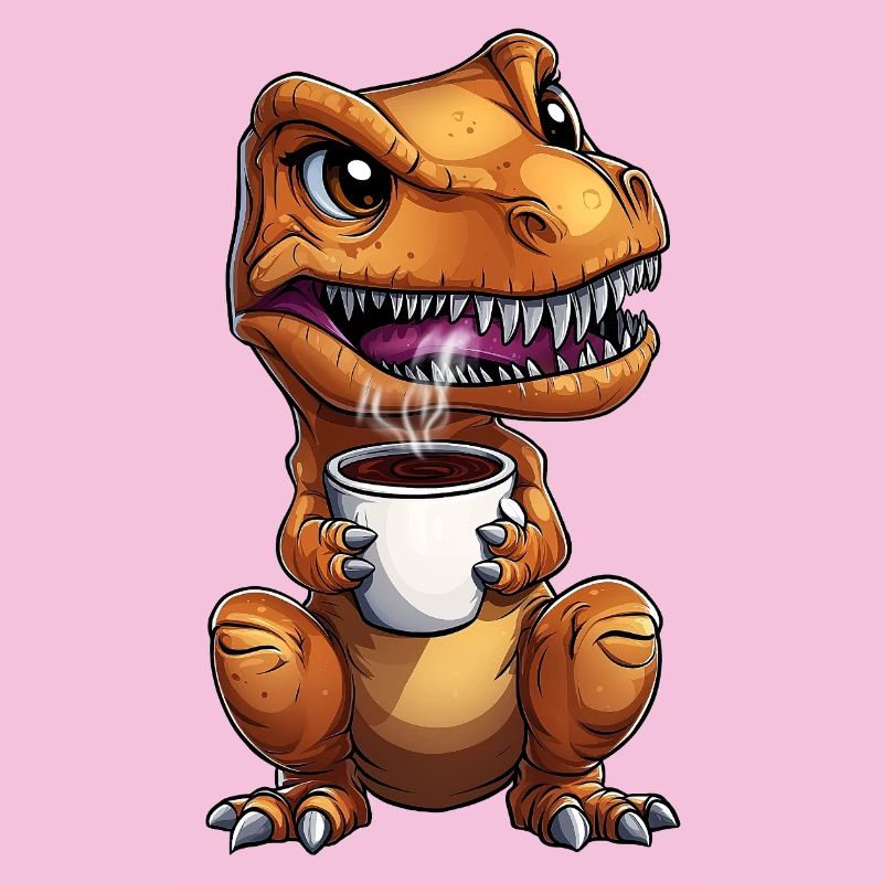 Morning grouch T-Rex Dino with coffee :)