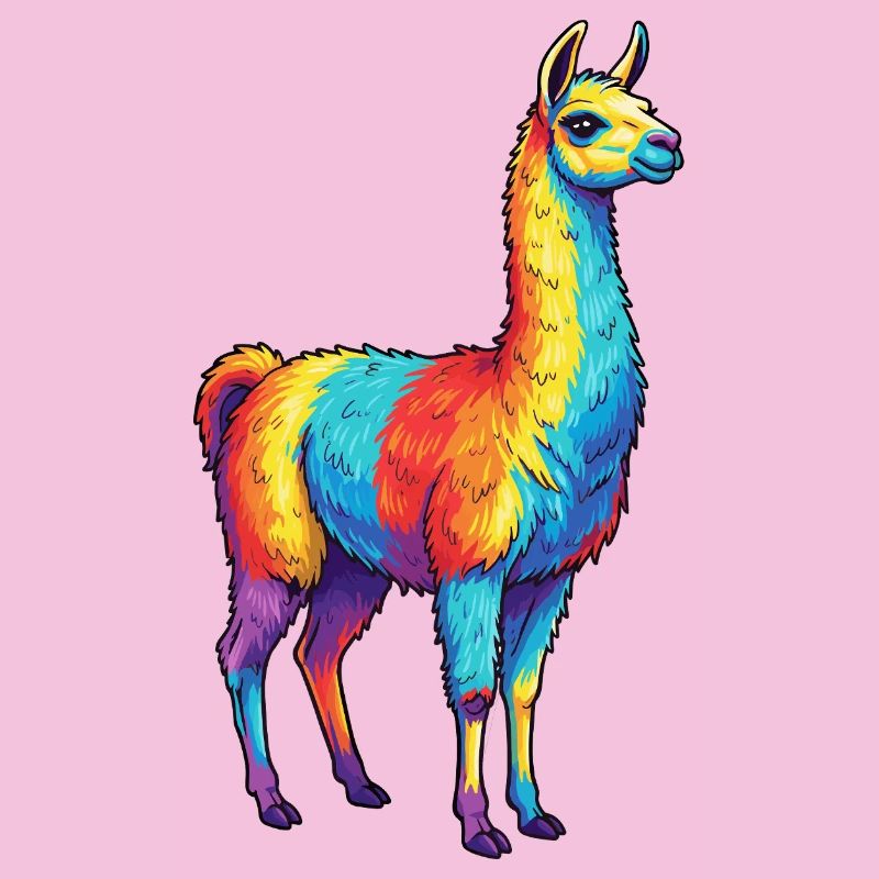 Bunte Lama-Regenbogen-Pop-Art-Aquarell