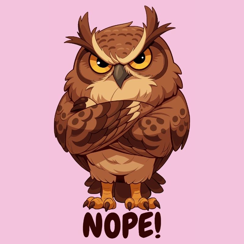 Nope! Grimmige Eule mit Attitüde