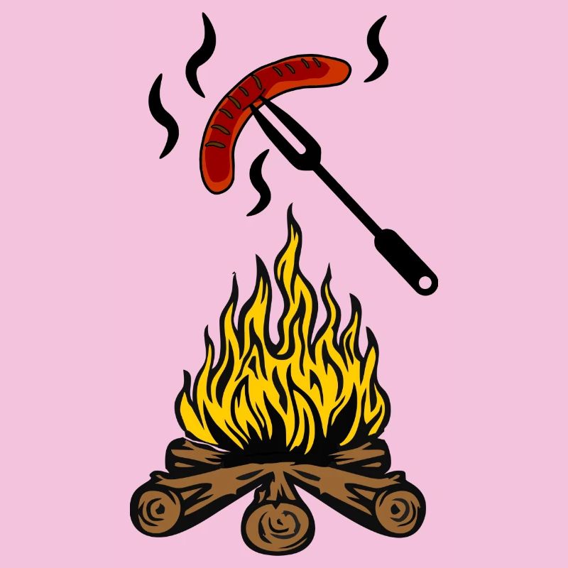 Campfire with bratwurst