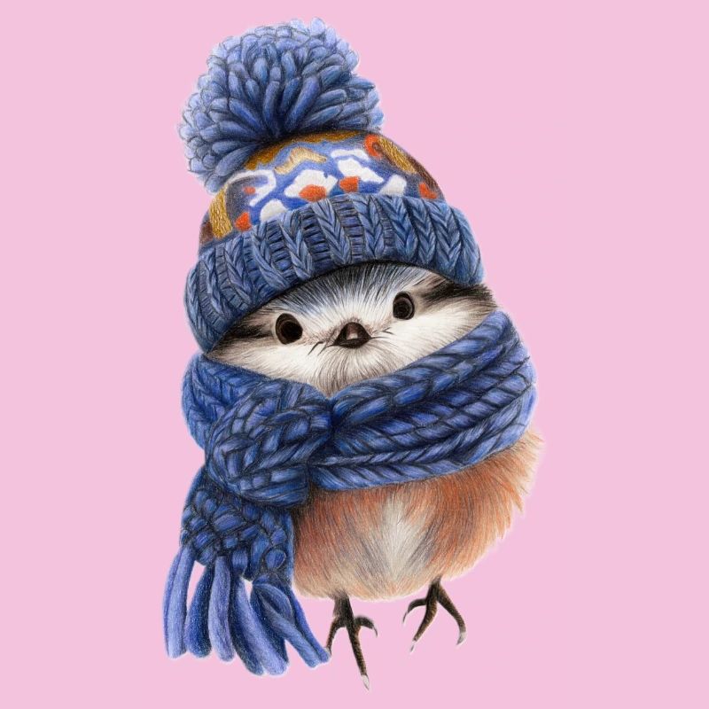 Oiseau d’hiver avec écharpe