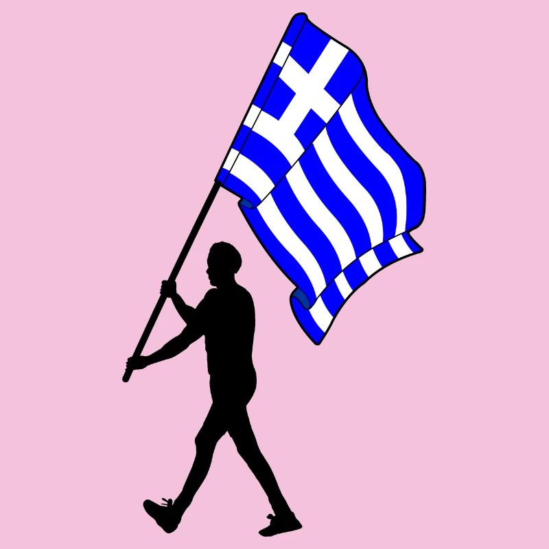 Drapeau Grèce Homme Marche