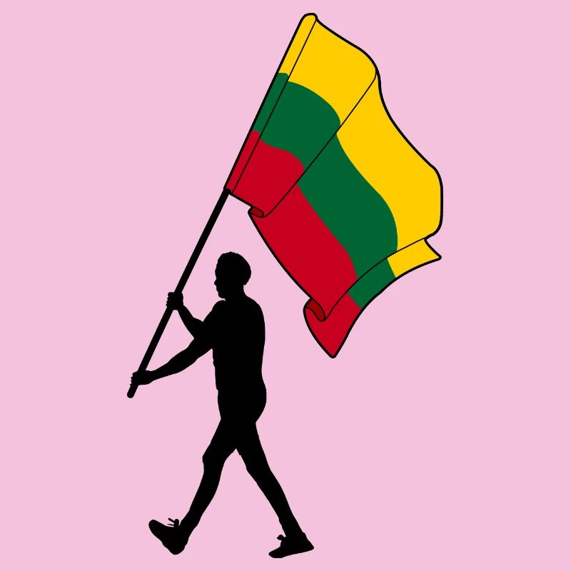 Flag Lithuania man walking