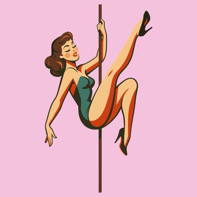 Pole dance Pole Dancer Brunette Retro 50s Cadeau