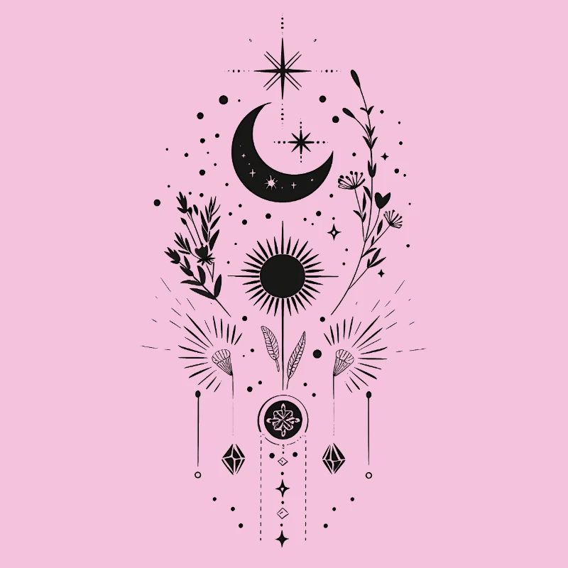 Boho Moon & Sun – Conception d’art de lignes mystiques