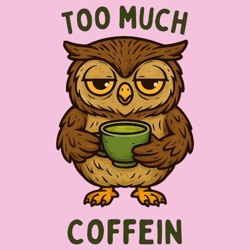 Nickernde Eule mit Kaffeebecher