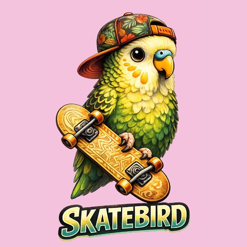Skatebird – Tropical Parrot with Skateboard & Ca