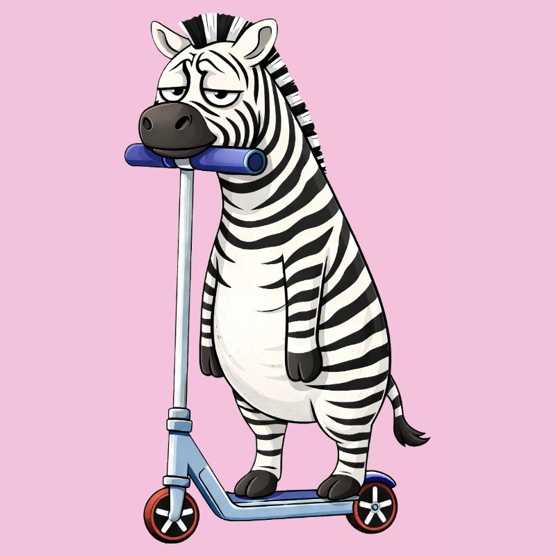 Süßes Zebra Cartoon Roller Scooter Freundschaft