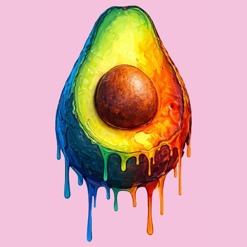 Avocado with a colorful gradient