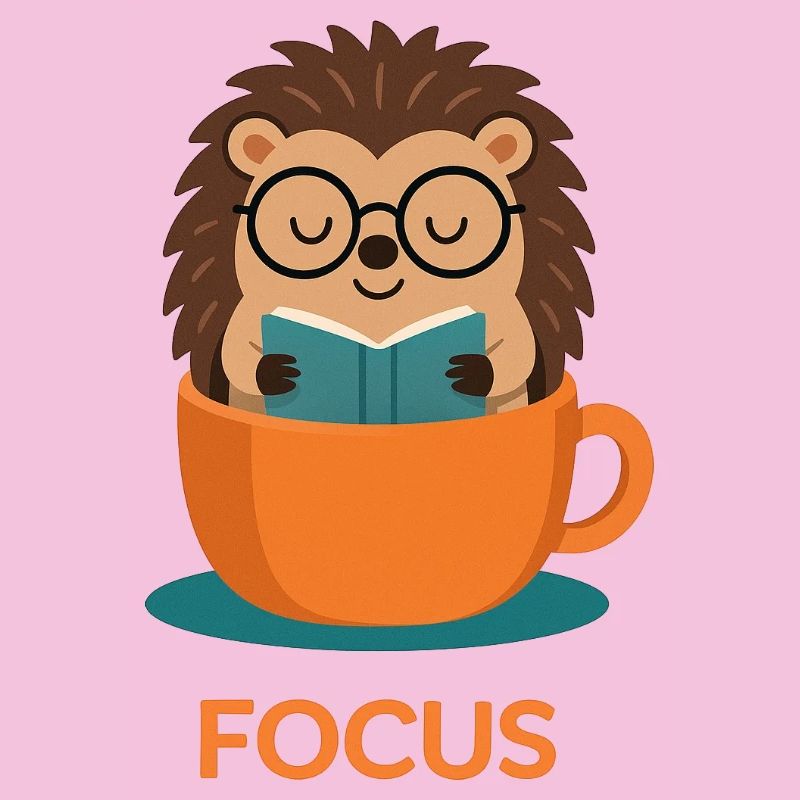 Original studious cute hedgehog