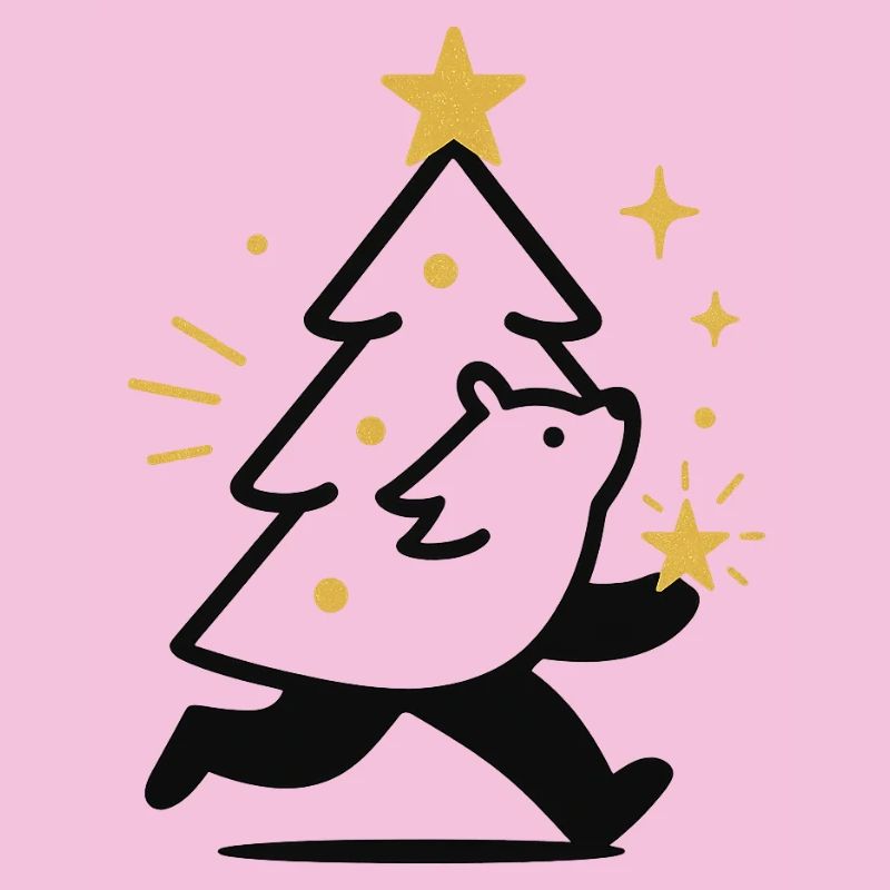 Loup de Noël et arbre étoilé