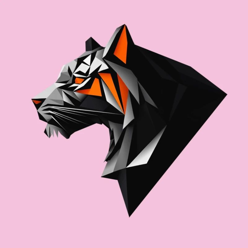 Polygon Tiger Head Orange Accents Design