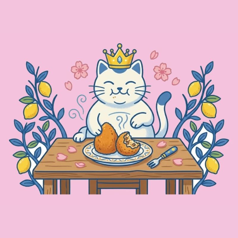 King cat at the table with kibble