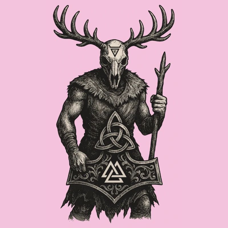 Gardien de la forêt | Totem de Valknut et Mjölnir