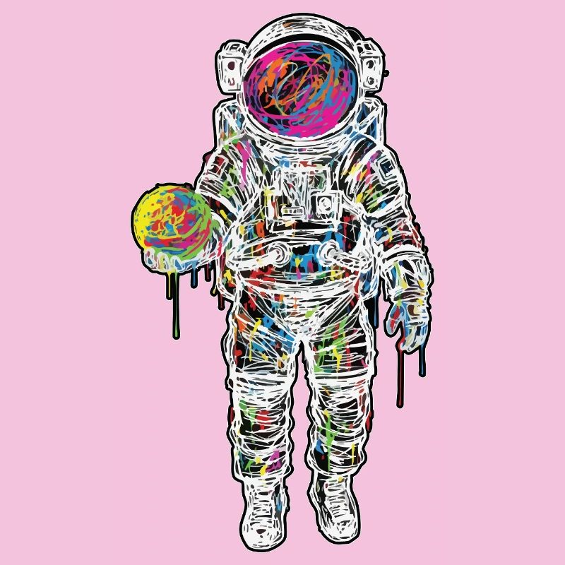 Space Astronaut Scribble Painting Planet