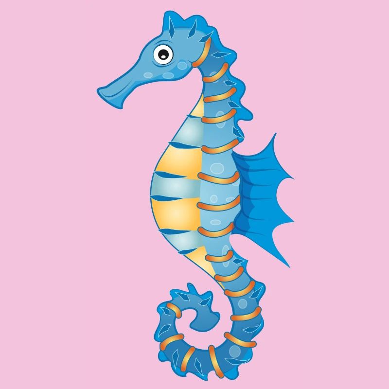 mignon hippocampe bleu dans le style comique