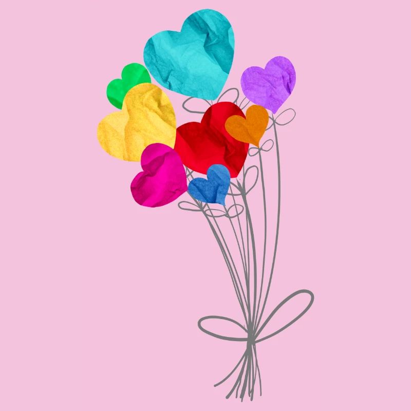 Bouquet de ballons en forme de cœurs