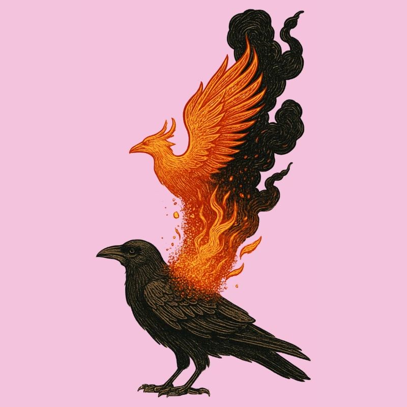 Raben-Phönix-Feuer-Renaissance-Vogel-Mythos