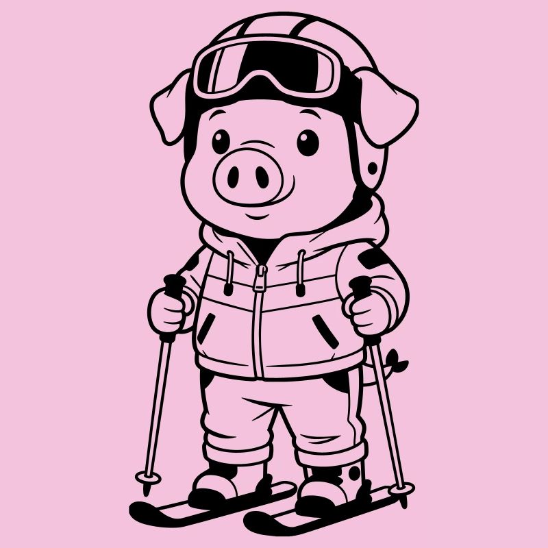 Pig with skis