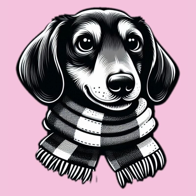 Dachshund with Scarf