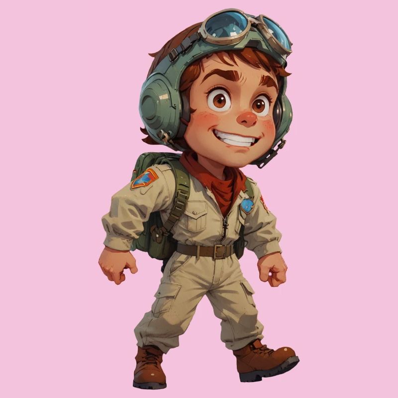 Pilote de chasse de dessin animé mignon
