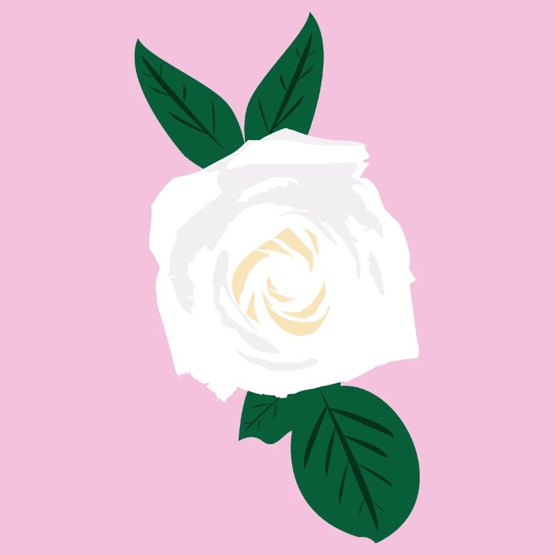 Rose blanche à feuilles vertes