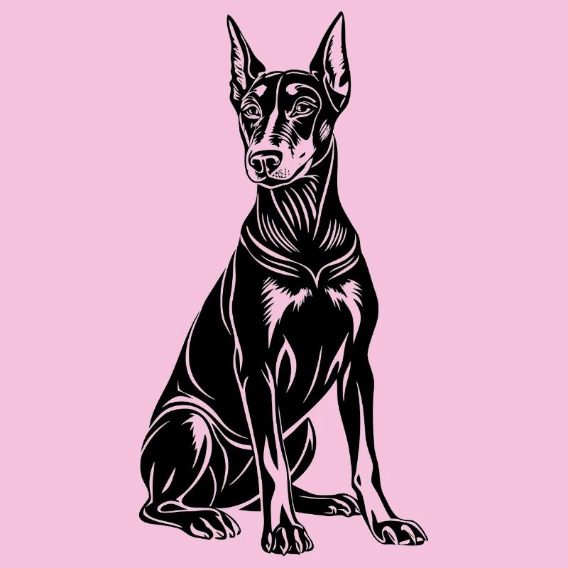 Dobermann sitzt