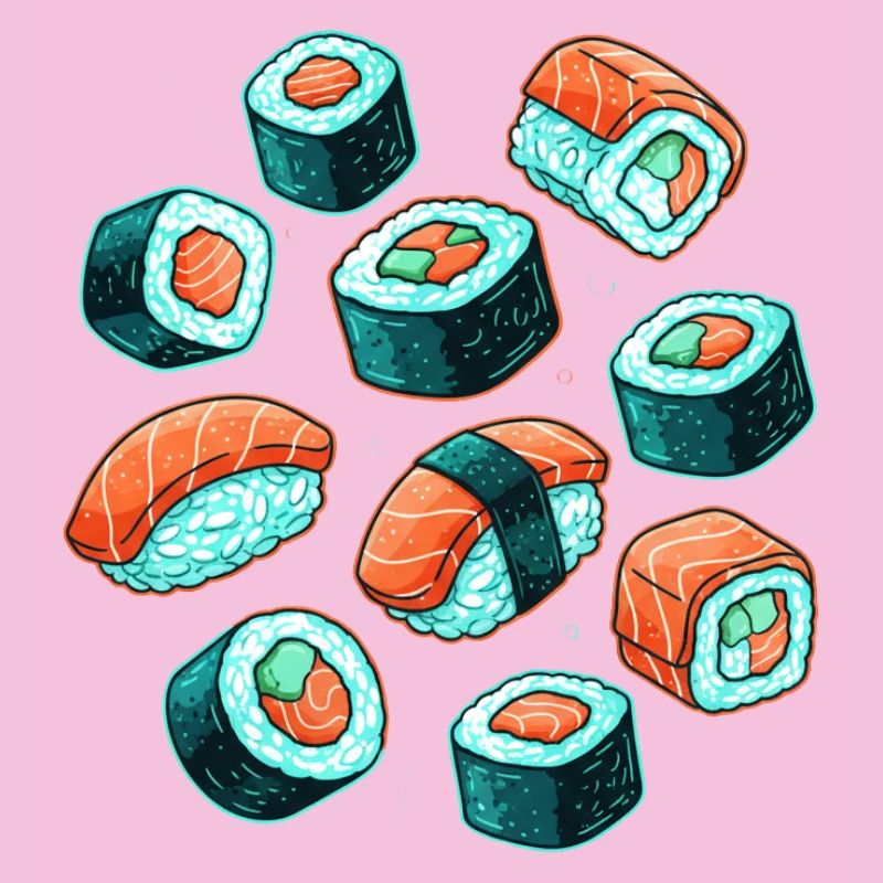 Sushi Muster Cartoon Set