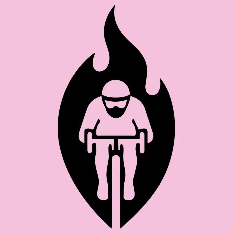 Road cyclists in flames – stylized logo