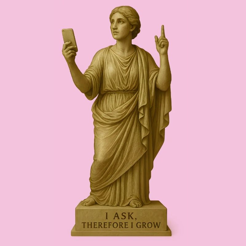 Ancient Philosopher Statue with Message
