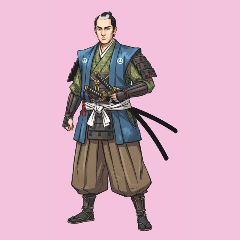 Edo Samurai in blauer Jacke