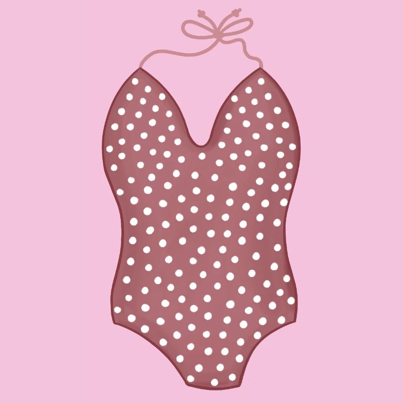 Polka Pink Badeanzug V-Ausschnitt