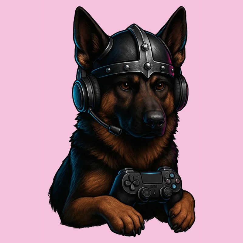 Gaming Hund mit Wikingerhelm