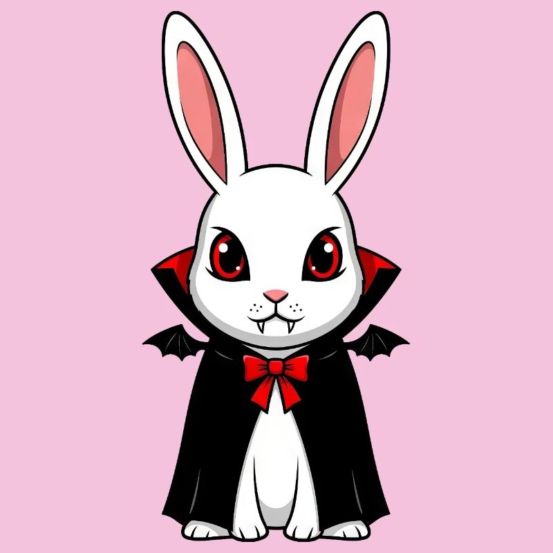 Mignon Halloween Lapin Vampire Chibi Dessin animé